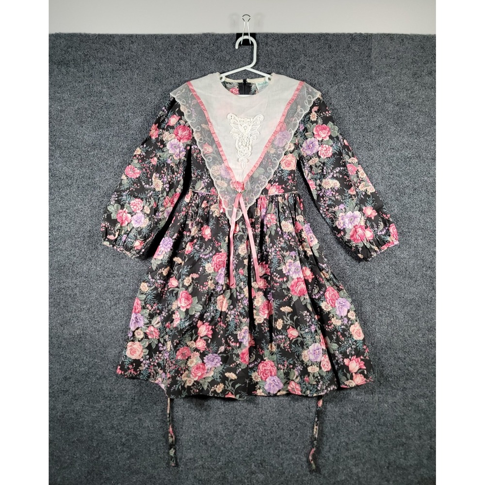 Vintage Rare Editions Girls Floral Dress Size 8 Prairie Cottage Easter USA Made